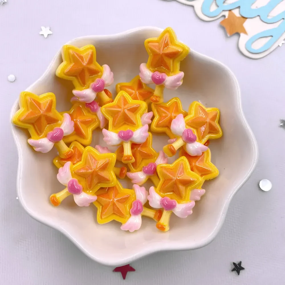 20PCS Resin Colorful Cartoon Love Magic Wand Flatback Stone Figurines DIY Hair Clip Scrapbook  Decor Jewelry Crafts Accessories