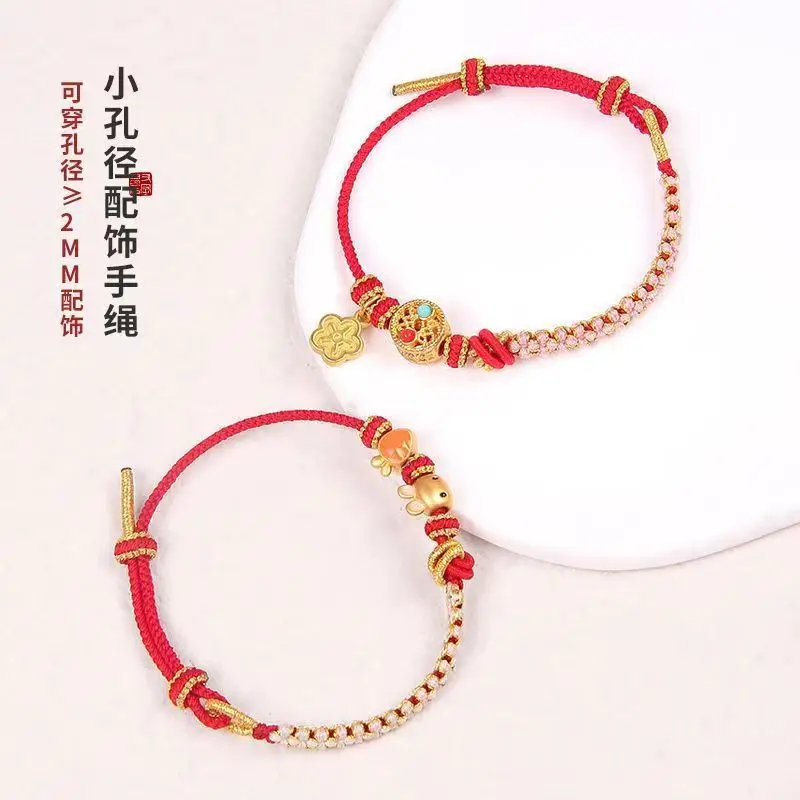 Birthday Year Peach Blossom Bracelet Handwoven 2mm Semi Finished Rabbit Beadable DIY BFF Jewelry Festival Gift