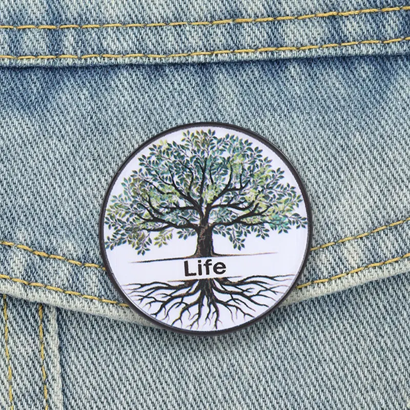 Baum des Lebens Emaille-Pins im Retro-Stil, Motivierende Broschen für Kleidung, Taschen, Schmuck, Spirituelle Dekoration, Anstecknadeln, Geschenke
