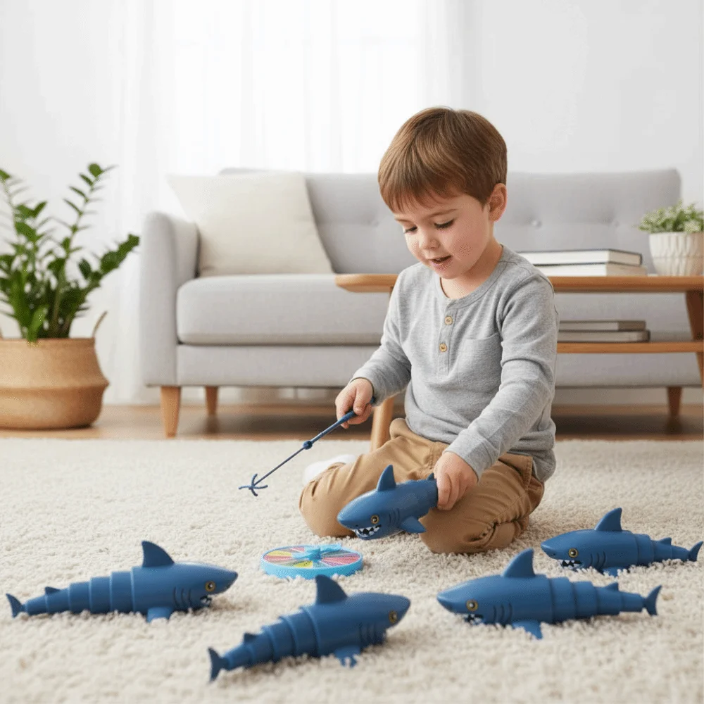 Magnetic Baby Fishing Games Fishing Rod Early Educational Electric Shark Fishing Toy Set Colorful Funny