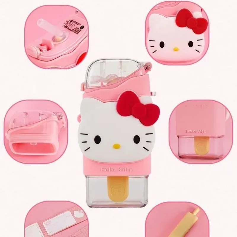 2026 3D lindo Hello Kitty Donut serie helado tetera taza de paja Kawaii taza de agua Anime escritorio dibujos animados estudiante dulce regalos