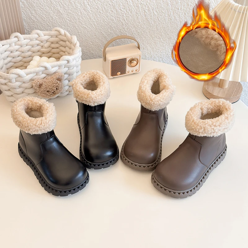 

2025 New Style Fashionable winter cotton boots for girls; children's boots for girls; warm leather boots for boys