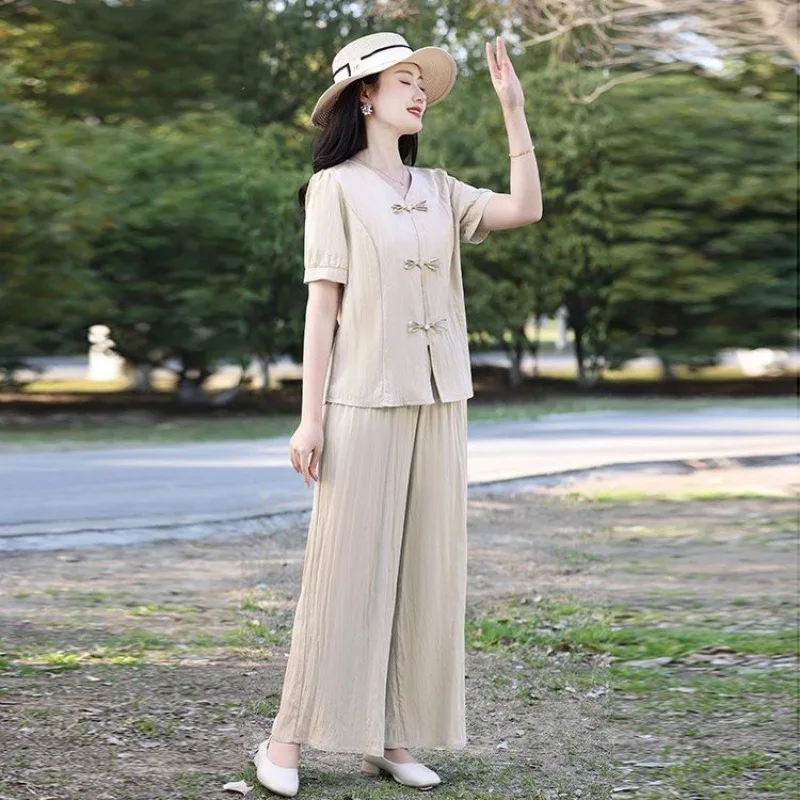 

Linen Trousers Woman Groups of New Matching Korea Stylish Y2k Streetwear Co Ord Classy Luxury Baggy Pant Sets for Women 2 Pieces