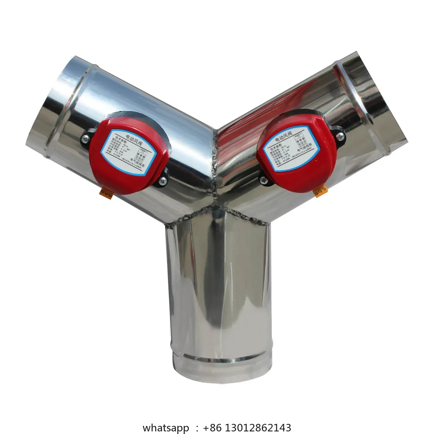 

220V stainless steel motorized ventilation register motorized valve Air Duct Valve OD51mm-150mm Y type
