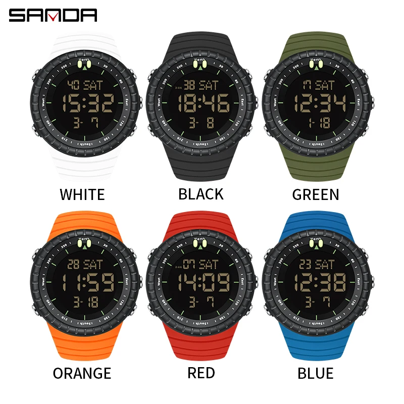 SANDA Brand Outdoor Men\'s Sports Watch Luxury Waterproof Military Display Clock Man Watches LED Digital Electronic Wristwatch