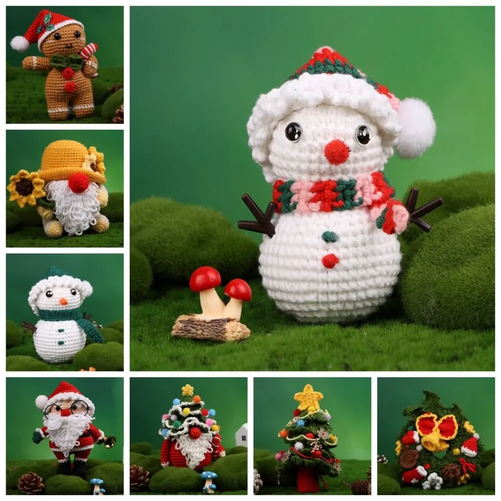 

Snowman Handmade Crochet Toys Deer Spirit Christmas Crochet Toys Weave Santa Claus Christmas Woven Toys Handmade DIY Woven Doll