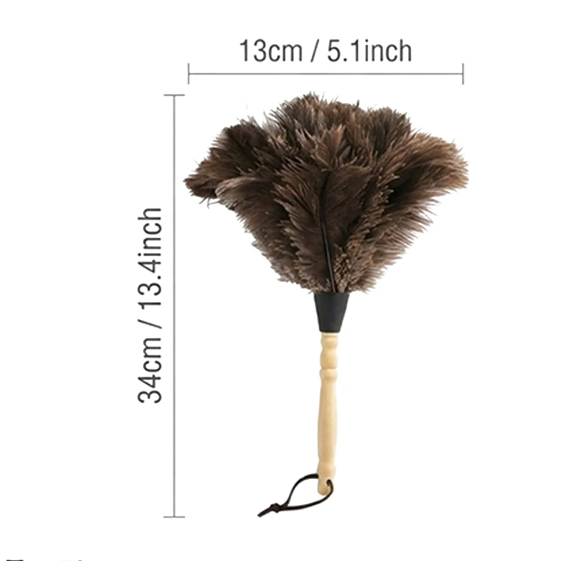 Feather Duster Wooden Handle Duster Anti-static Dust Removal Dusters Ostrich Duster Feather Fur Brush Home Cleaning Tools view 6