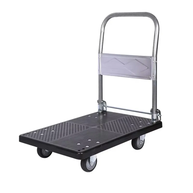 

4 Wheels Plastic Folding Warehouse Platform Push Trolley Cart 200kg