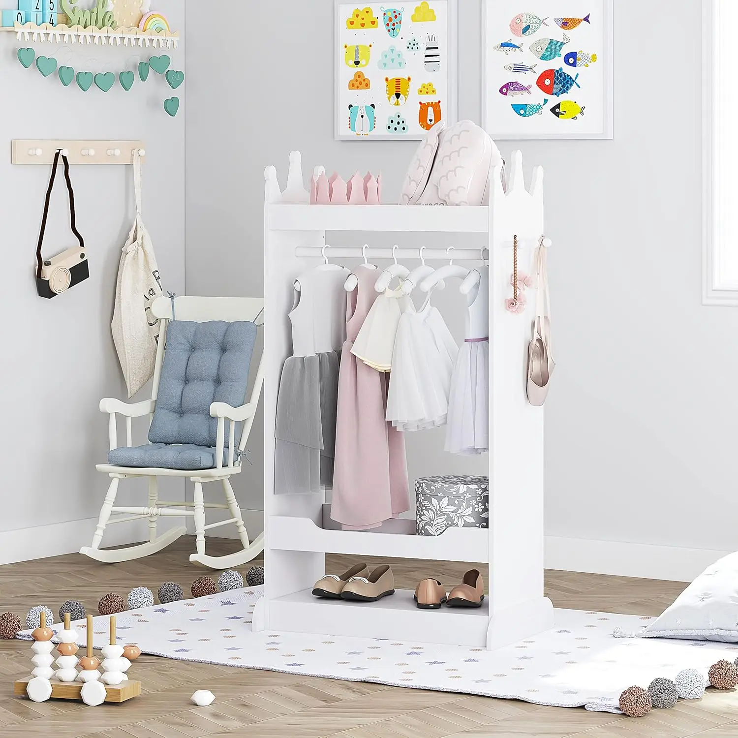 See and Store Dress-up-Center für Kinder, Kostümschrank für Kinder, offener Schrank zum Aufhängen, Rollenaufbewahrung für Kinder, Kostümkommode