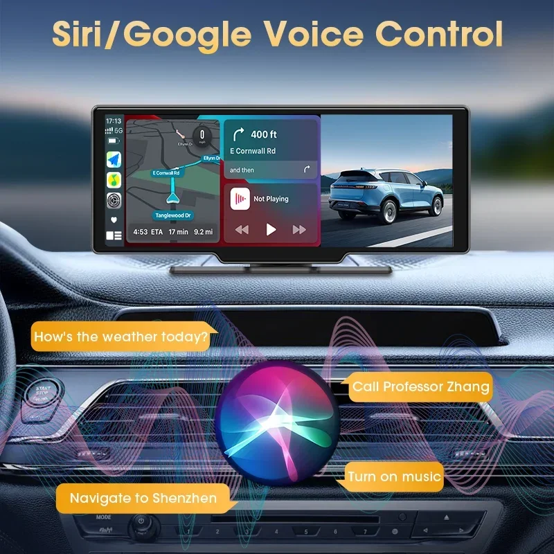 شاشة ذكية محمولة تعمل بنظام Android مع CarPlay اللاسلكي وAndroid Auto، تدعم مشغل الوسائط المتعددة لراديو السيارة Youtube Netflix Spotify #5