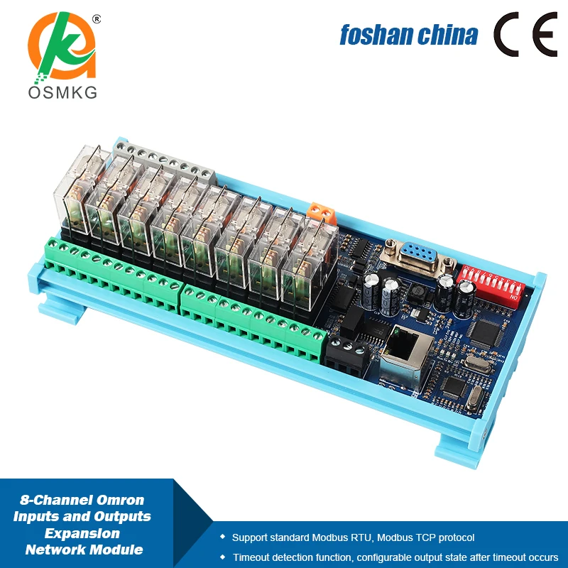 8 Channel RS485 RS232 Relay Module IO Board with Ethernet 24V Modbus RTU/TCP PLC Expansion Board for Contactors