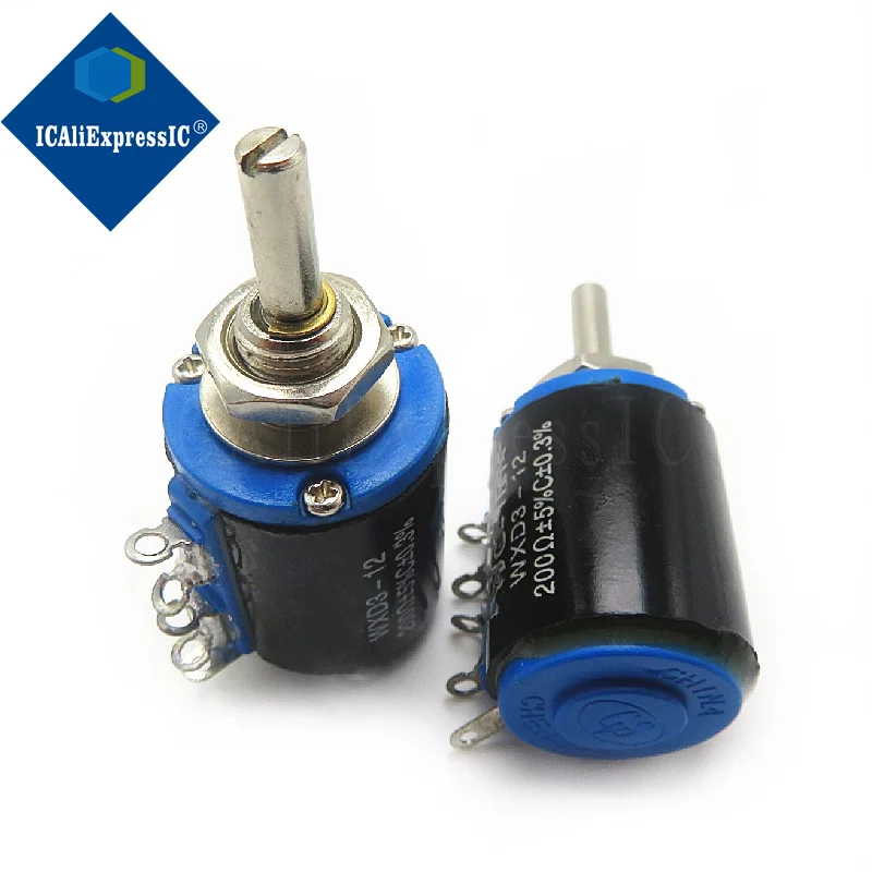 정밀 멀티 턴 전위차계 짧은 바디 WXD3-12-1W 200R, 5 턴, 1 피스