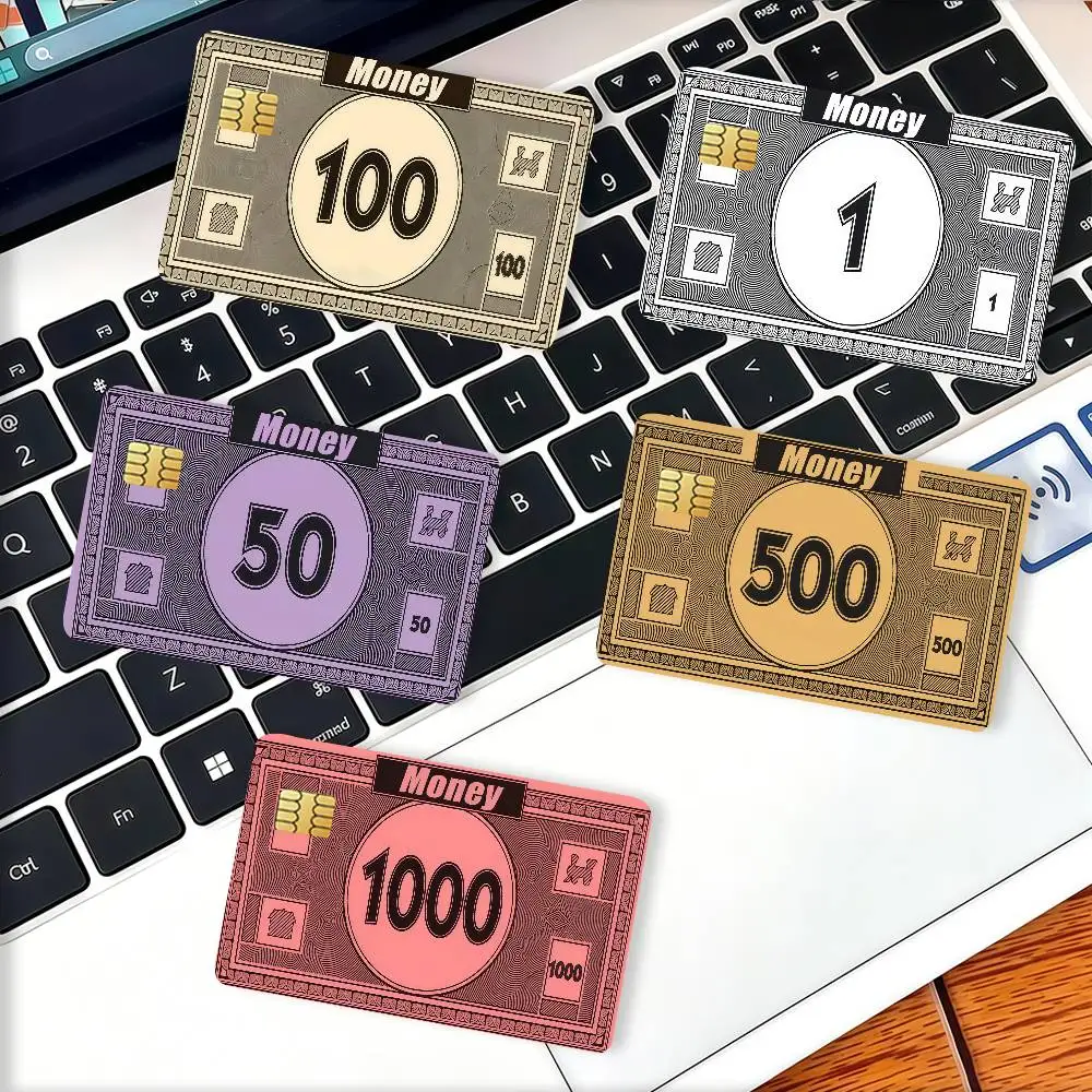 Ues Money fashion print Credit Card Decorative Card Stickers Suitable For Bank Cards Metro Transit Anti-scratch Gift 4PCS