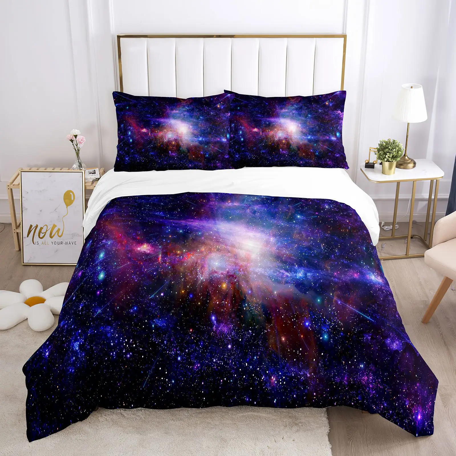 

Galaxy Duvet Cover Set King 3D Print Space Themed Bedding Set Galaxy Series Universe Pattern 2/3pcs Soft Microfiber Quilt Cover