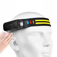 New Sensor Headlamp COB LED Head Lamp Flashlight USB Rechargeable Head Torch 5 Lighting Modes Head Light with Built-in Battery