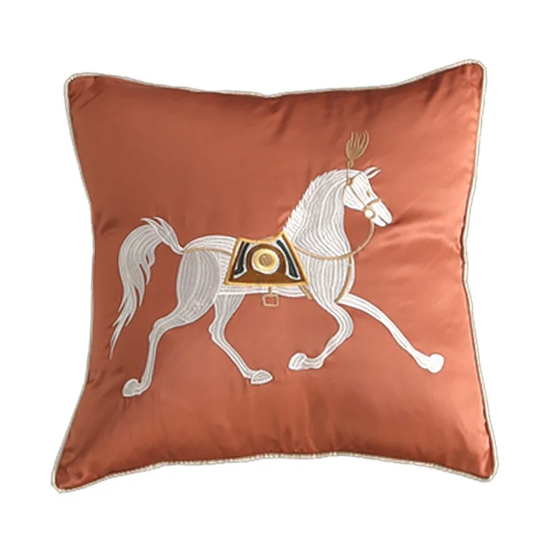 New Chinese Style Cushions, High-precision Satin Embroidered Waist Pillows, Villas,Sofas Pillows, Home Decoration Accessories