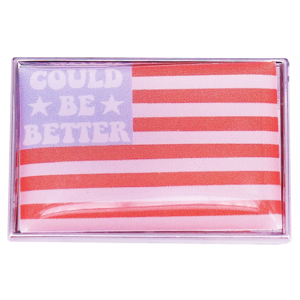 

Red White and Blue Flag of the United States USA Could Be Better enamel pin