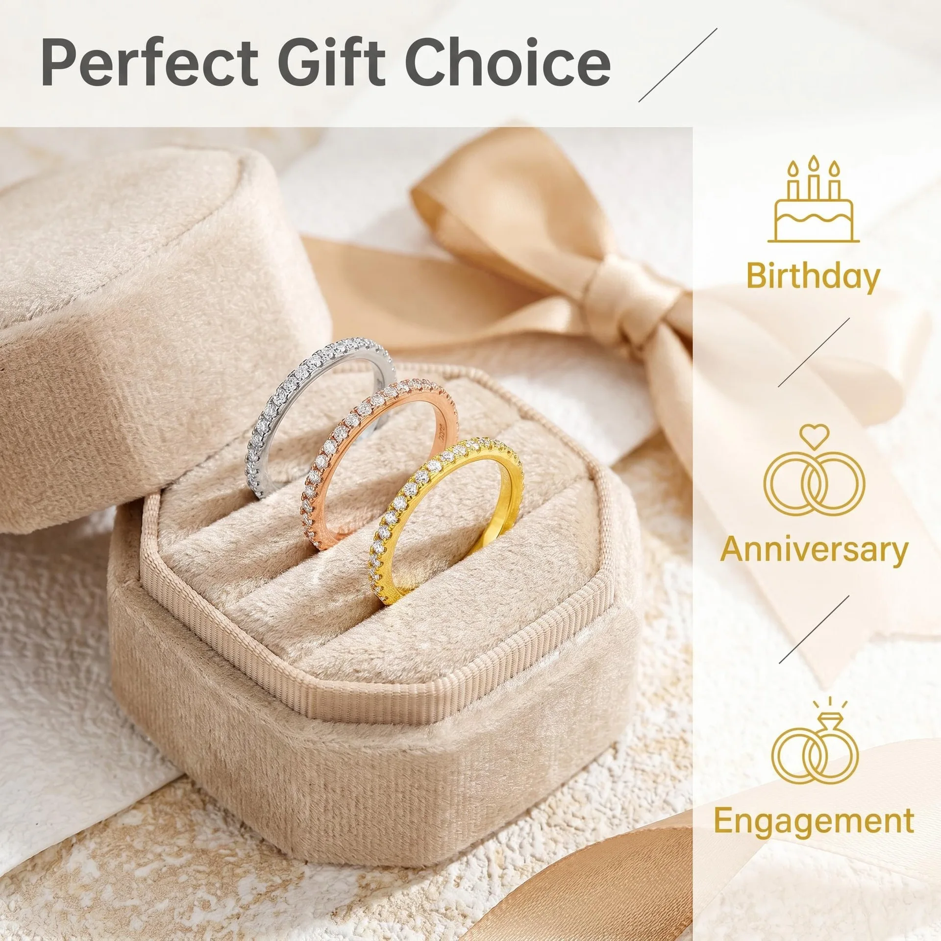 Cincin Eternity Band yang Meng - Moissanite Eternity Band Ring Stackable ulasan dan harga