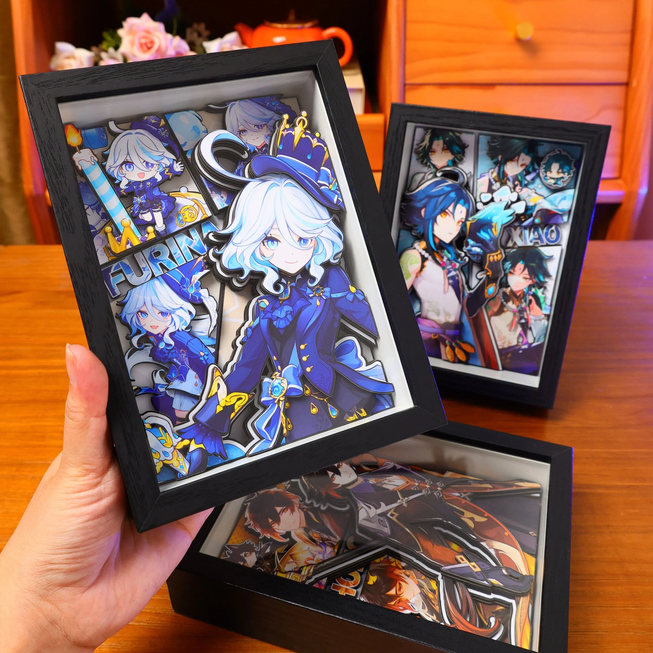 

Game Genshin Impact Anime Game Merchandise 3D Stereoscopic Desktop Ornament Decoration Furina/Xiao/Wendy Holiday Gift