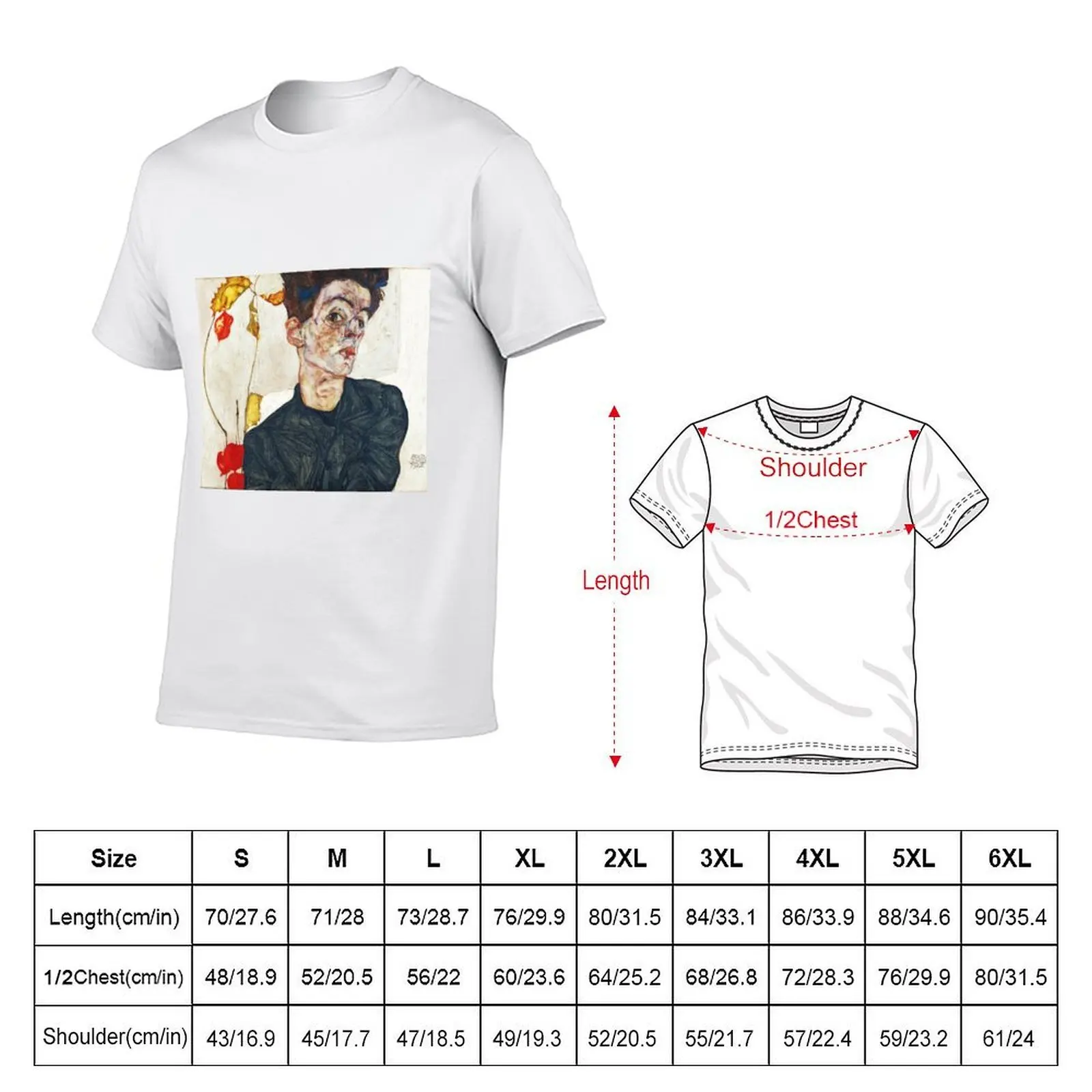 HD Self Portrait with Physalis by Egon Schiele 1914 HIGH DEFINITION T-Shirt Lightweight Gym Training T-Shirt view 2