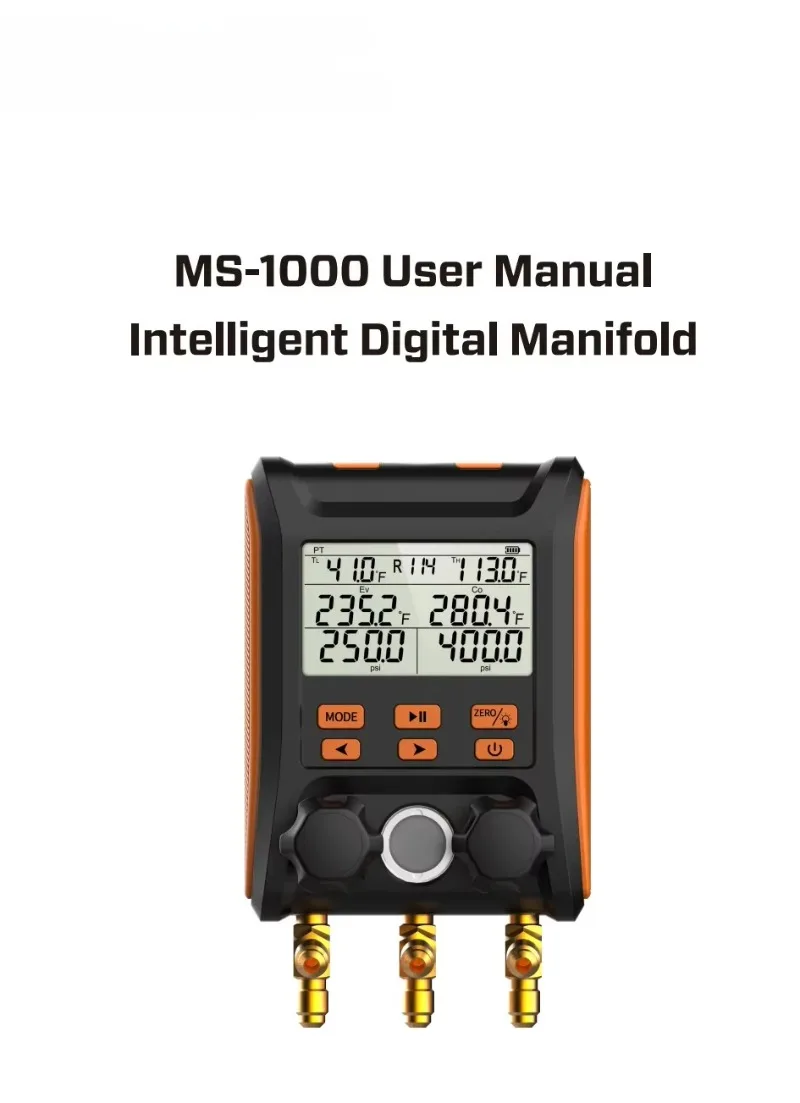 Digital Manifold Meter 2 Valve AC Connector Stainless Steel Thermometer Clip Household Plastic Gas