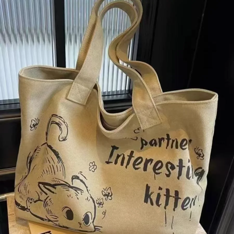 حقيبة كتف نسائية من القماش ذات سعة كبيرة كاجوال عصرية محمولة للتسوق حقيبة كتف للركاب للنزهات