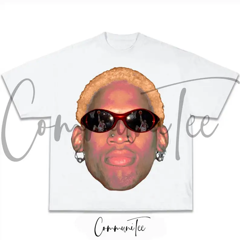 Rodman Streetwear Rap Tee Big Face Head Vintage Style Graphic Hip Hop T-shirt