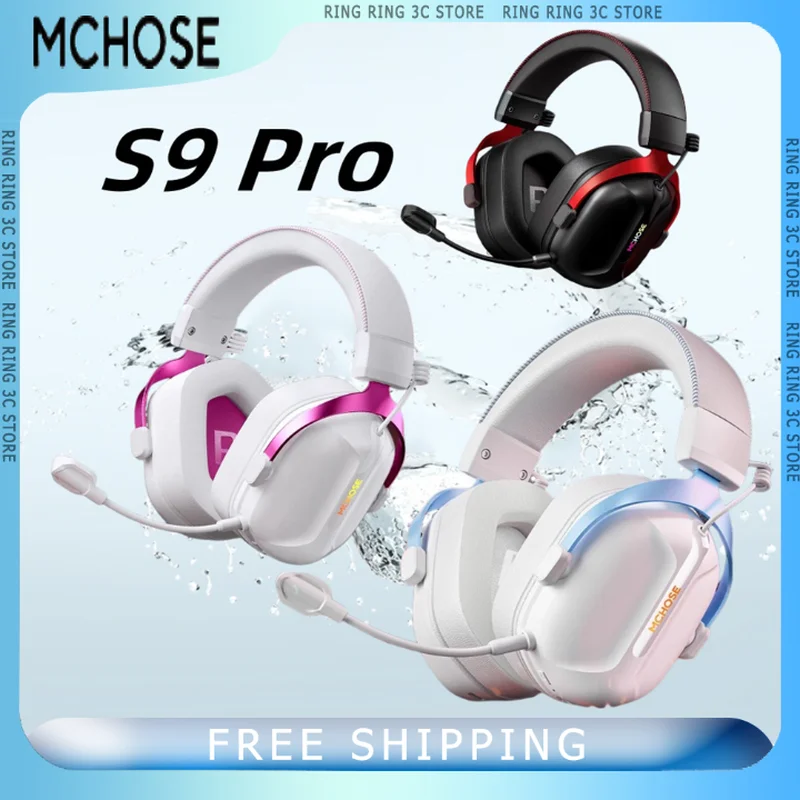 

MCHOSE S9 Pro Gaming Headphones Tri-mode Wireless Headset Low Delay Ai Noise Reduction Esports Headset RGB Pc Gamer Accessory