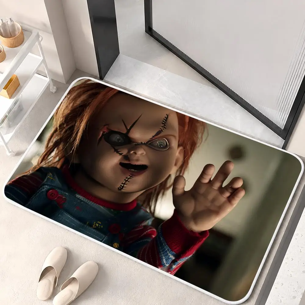 C-Chucky Doll Horror Movie Floor Mat Flannel Rug Soft Non Slip Door Mat For Bathroom Bedroom Kitchen Living Room Home Decor