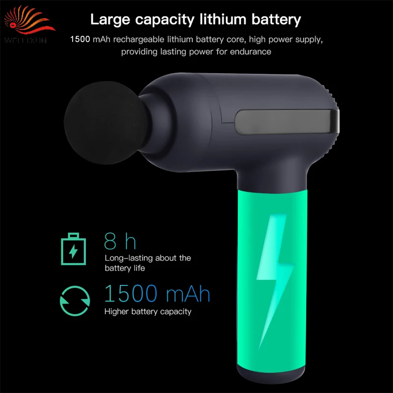 المحمولة اللاسلكية الأنسجة العميقة اللفافة العضلات الاسترخاء تدليك بندقية الاهتزاز قرع متعدد السرعات قابل للتعديل معدات تدليك الجسم