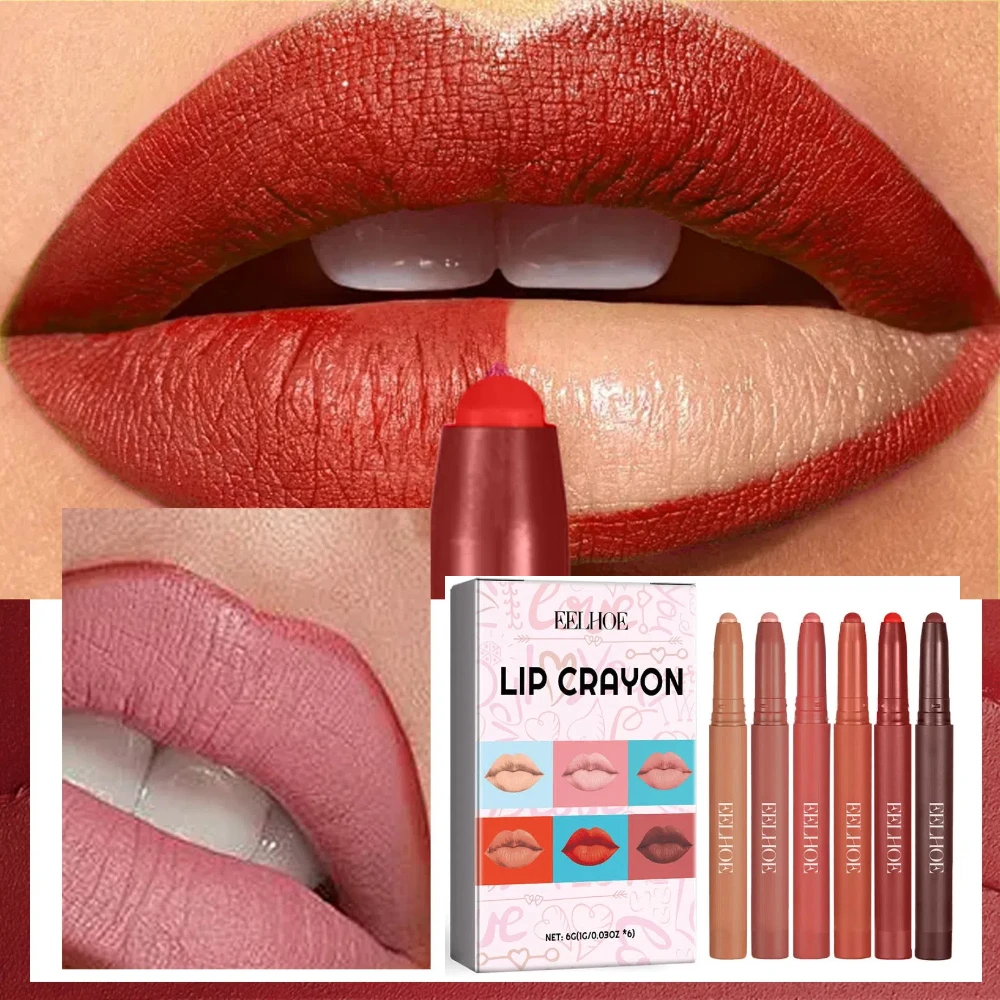 Waterproof Matte 6 Colors Lip Liner Pencil Lipstick Long Lasting Sexy Lip Tint Non-stick Cup Moisturising Lips Makeup Cosmetic