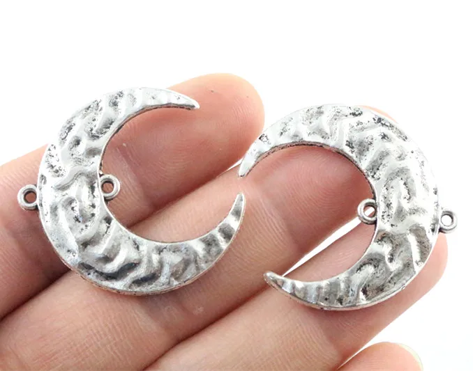 33x32mm 6pcs Antique Silver Plated Moon Handmade Charms Pendant:DIY for bracelet necklace-Q4-22