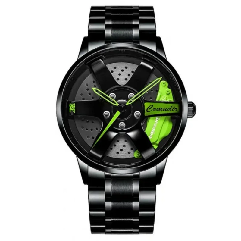 

Fashion Men Watches Hollow 3D Wheel Watch for Men Women Dress Watch Racing Style Anti-scratch Mirror Waterproof Male Wristwatch