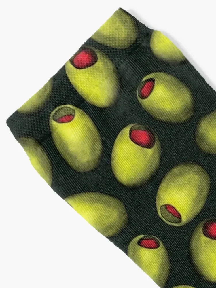 Green Olives with Red Pimentos - Novelty Food Pattern Socks Stockings man custom Rugby Socks Woman Men's