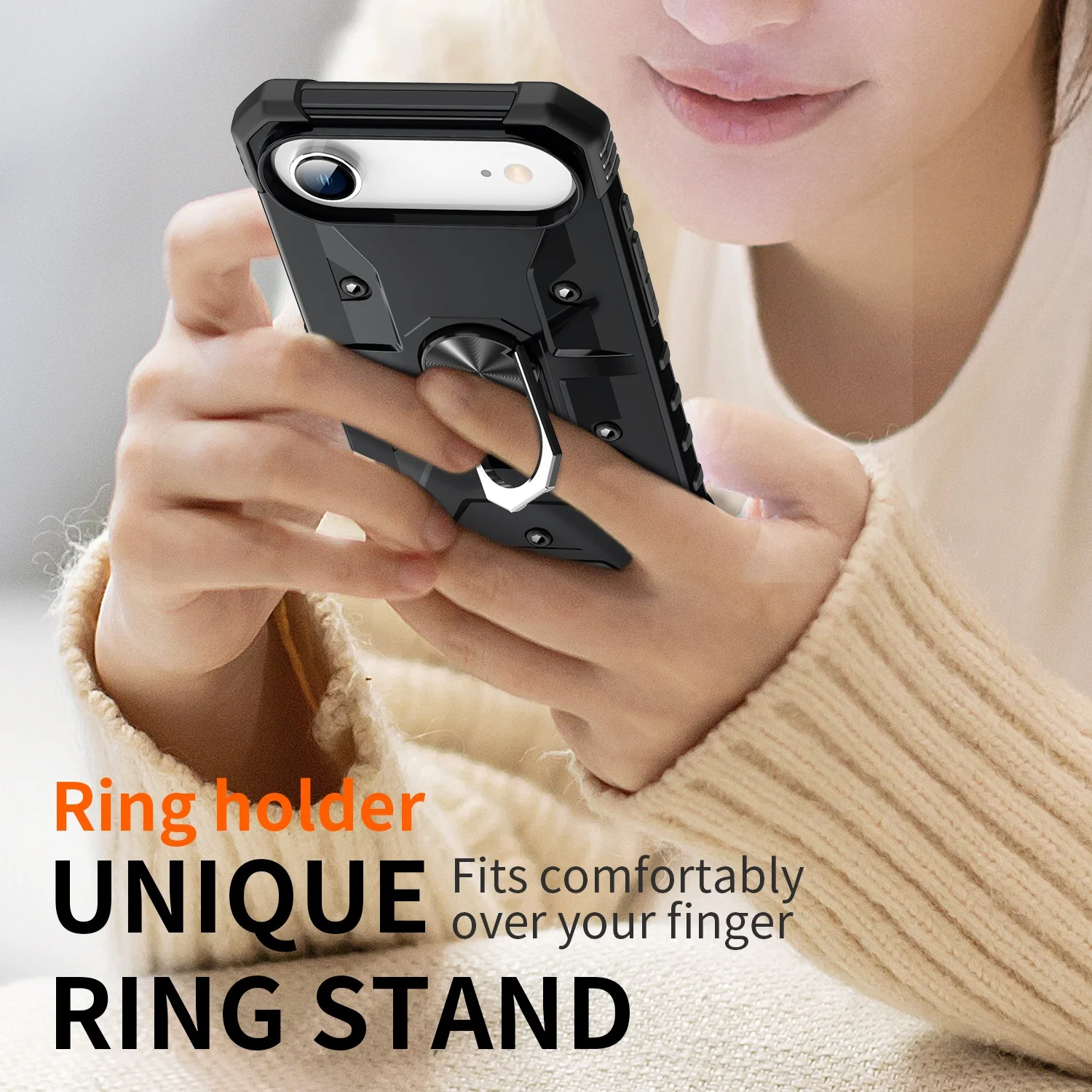 Casing Cincin Jari Nyaman untuk Iphone 17 Air 15 16 Pro Max 16e 12 13 14 Plus Iphone17 Iphone16 Penutup Dudukan Kuat Keras