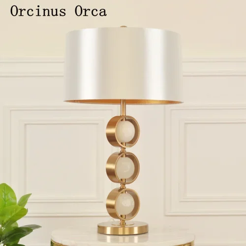 

American luxury golden marble desk lamp study bedroom bedside lamp fashion new white decorative desk lamp