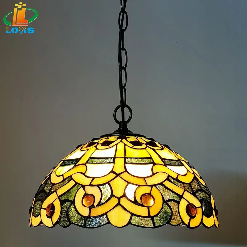 30CM European Baroque Chandelier In Tiffany Style Hotel Dining Table, Garden, Sunshine Room, Glass Lighting, Retro Art Creative