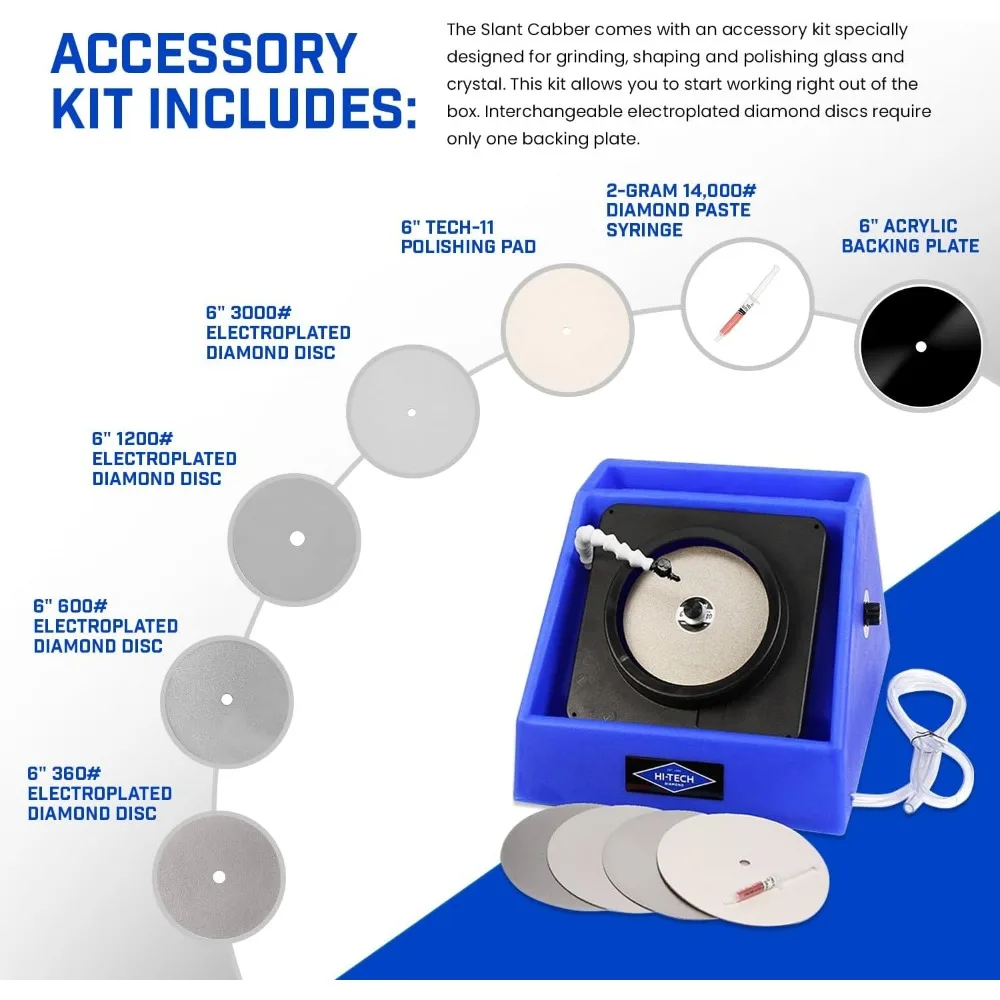 Slant Cabber - Cabbing Machine Lapidary Equipment, Crystal Glass Grinder for Stained Glass w/ Variable Speed Lapidary Polisher