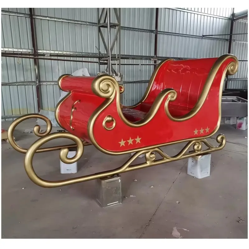 

2024 2025 new design product high quality life size fibreglass christmas santa sleigh figurine for sale