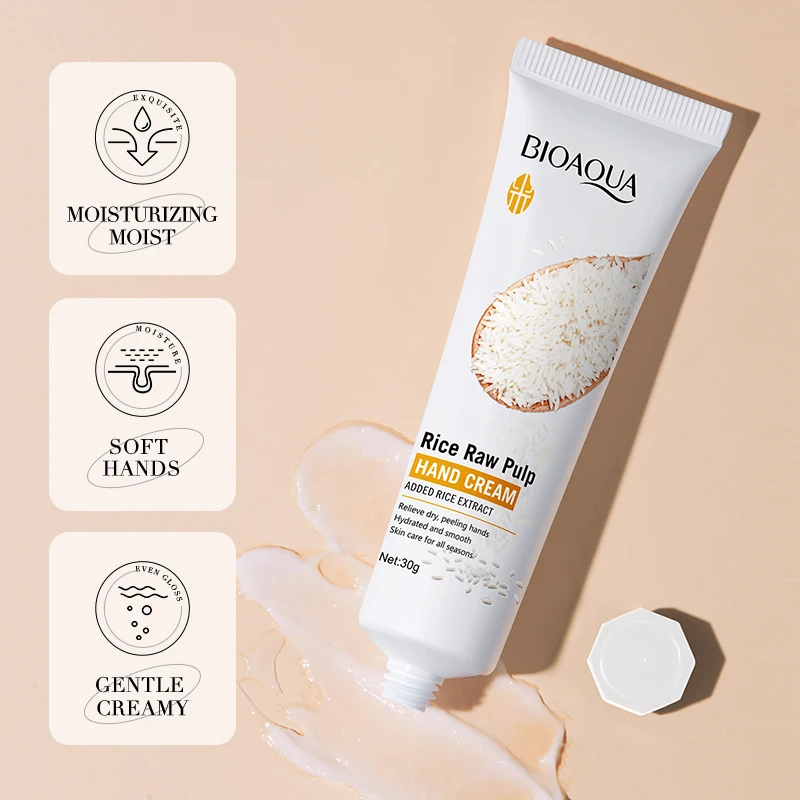 

BIOAOUA Rice Puree Hand Cream Whitening And Brightening Cream Revitalizing Softening Skin Long-lasting Moisturizing Hand Care