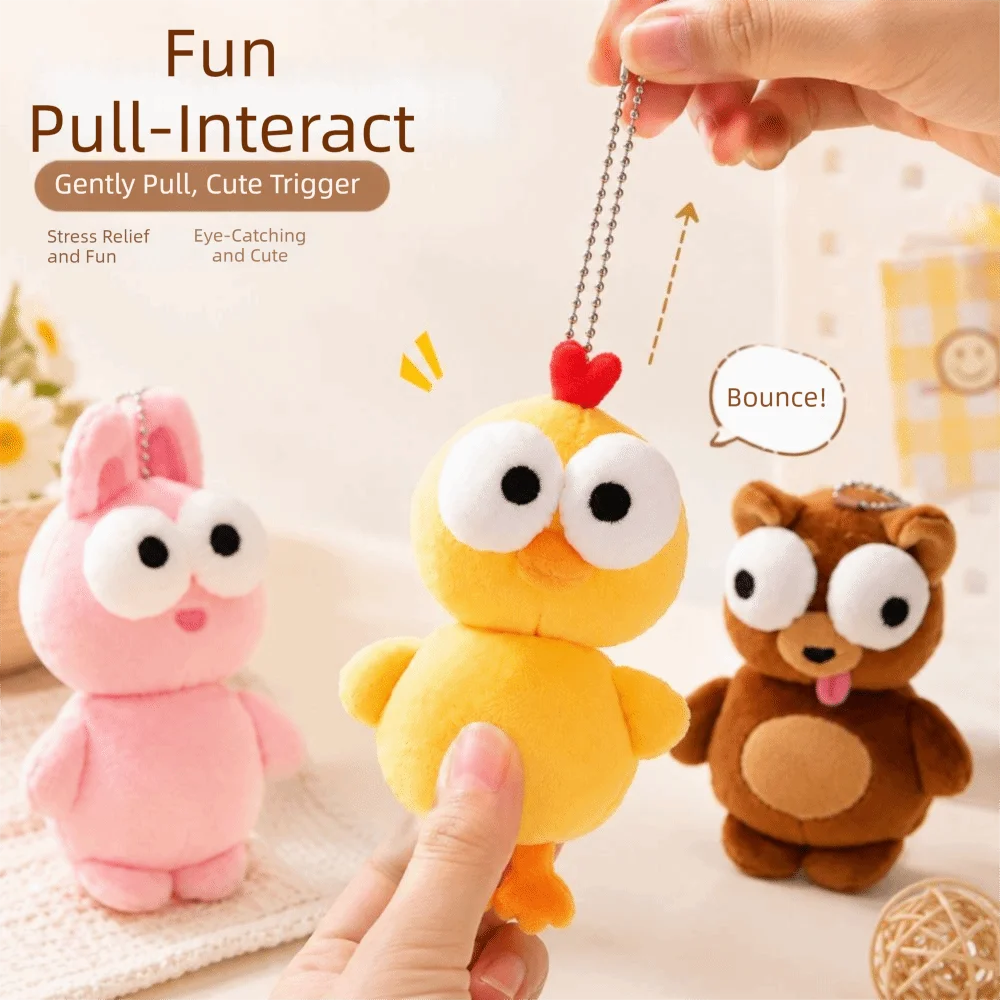 Funny Design Rabbit Plush Keychain Cute Style White Color Chickens Bag Pendant Pull-out Creative Gift Panda Plush Pendant