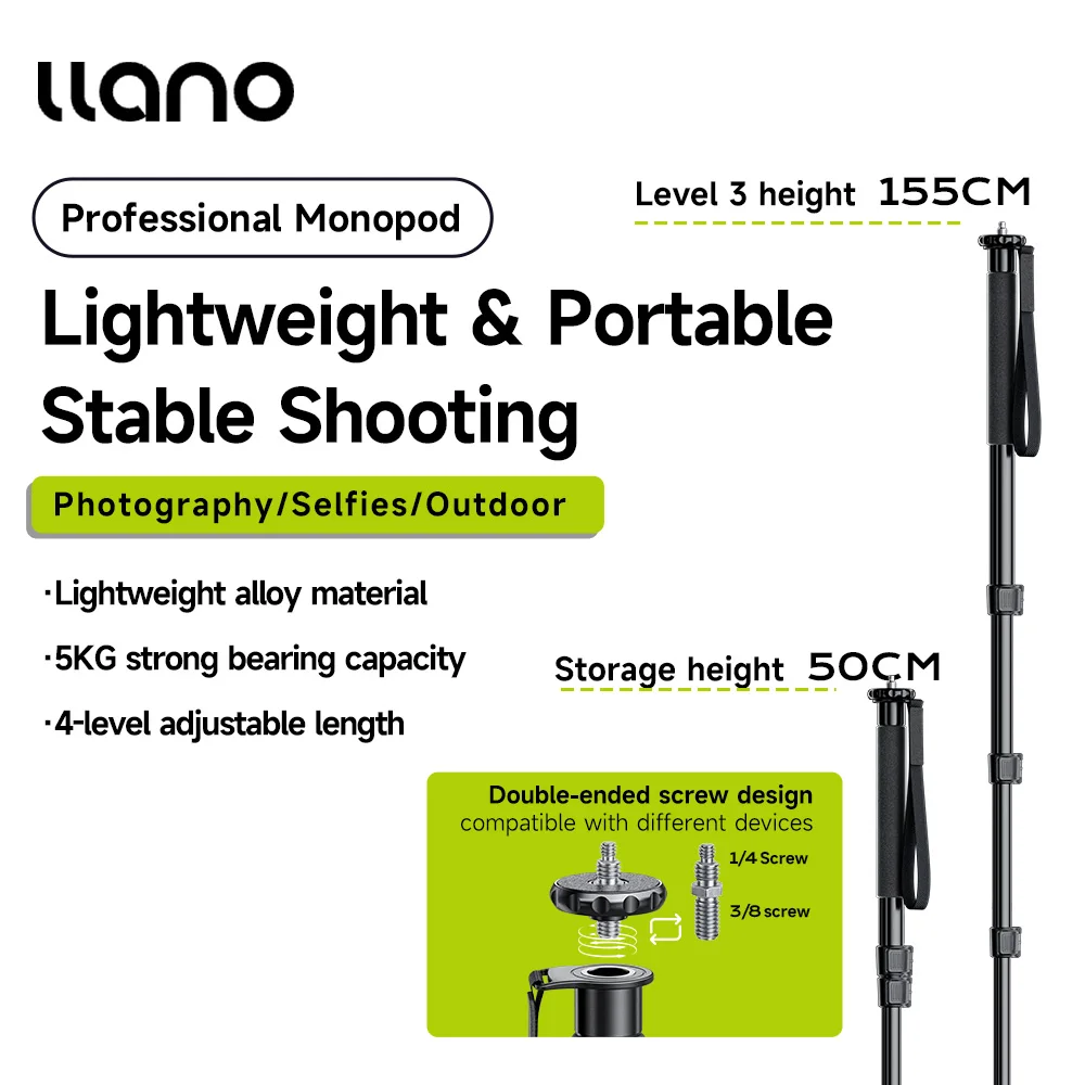 Llano Trípode de marcha constante con monopié para cámara de aleación de aluminio para teléfonos inteligentes y sin espejo, soporte para Vlogging multifunción