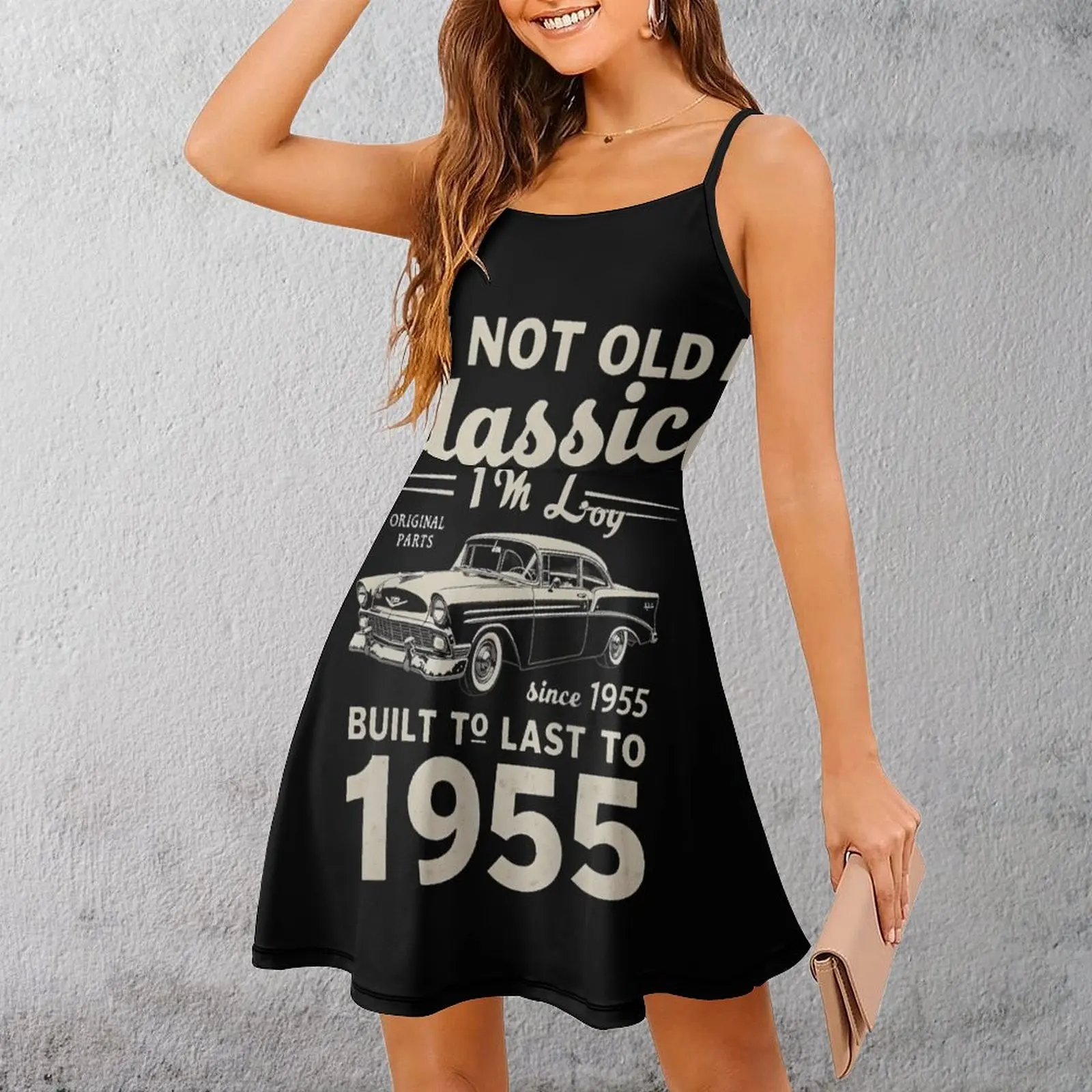 

Классическое женское платье на бретельках с принтом автомобиля 1963, винтажное сексуальное женское платье с графическим рисунком для отпуска