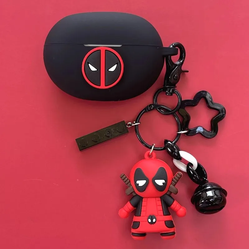 Marvel deadpool sluchátko pouzdro realme buds air5 pro/air6/air6 pro/t300 silikon bezdrátový špunty ochránce zakrýt s klíčenka