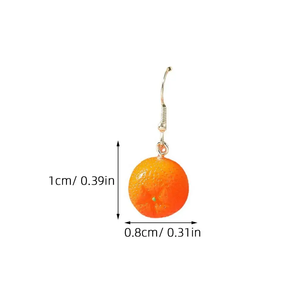 2 Pairs Trendy Earrings Orange Simulated Oranges Dangle Shape Fruit Design Miss