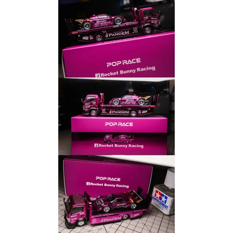 

HEC 2026 North Exhibition Limited Edition POPRACE 1:64 Alloy Rocket Bunny Racing Trailer Set Collectible Boys' Gift