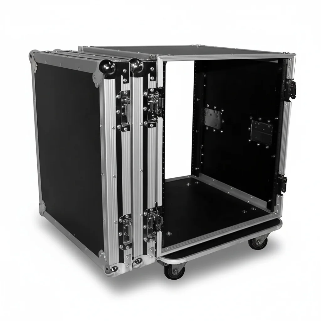 12U Flight Case, 19 Inch/482.6mm Depth Amp Rack Mount Case, Heavy Duty Aluminum and Plywood ATA Flight Case with Casters