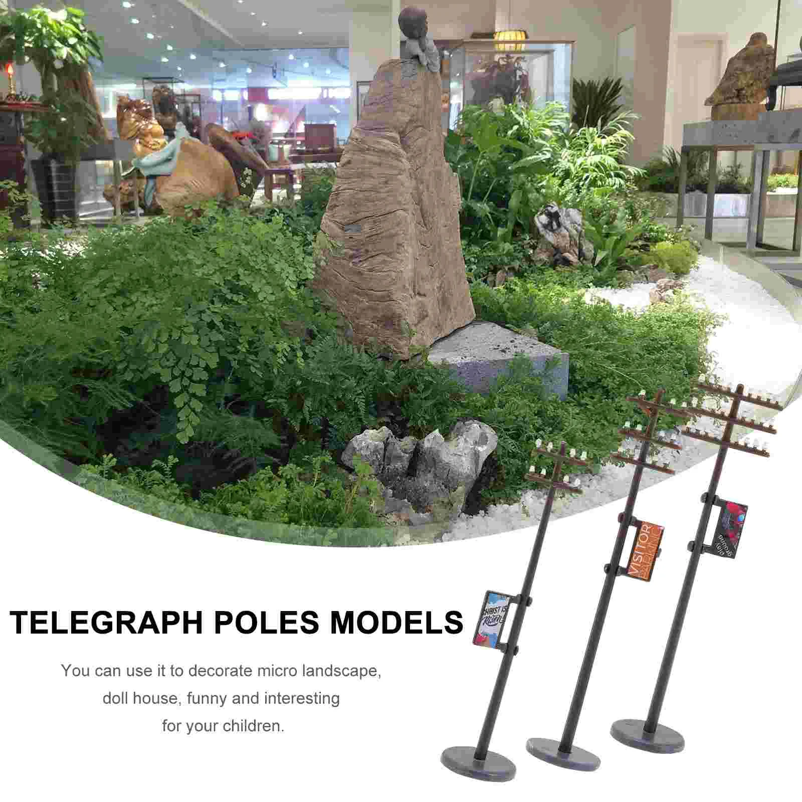 Telegraph Pole Model Mini House Trains 1/ 64 Scale Miniature Poles Toy Toys Plastic Set