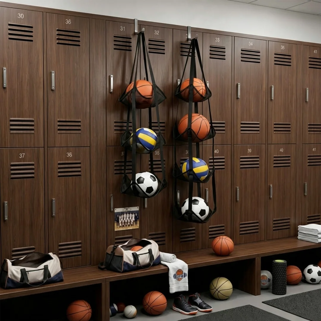 Heavy-Duty Ball Storage Hanging Bag No-Drill Over Door Wall Mount Sports Equipment Toy Organizer For Basketball Football