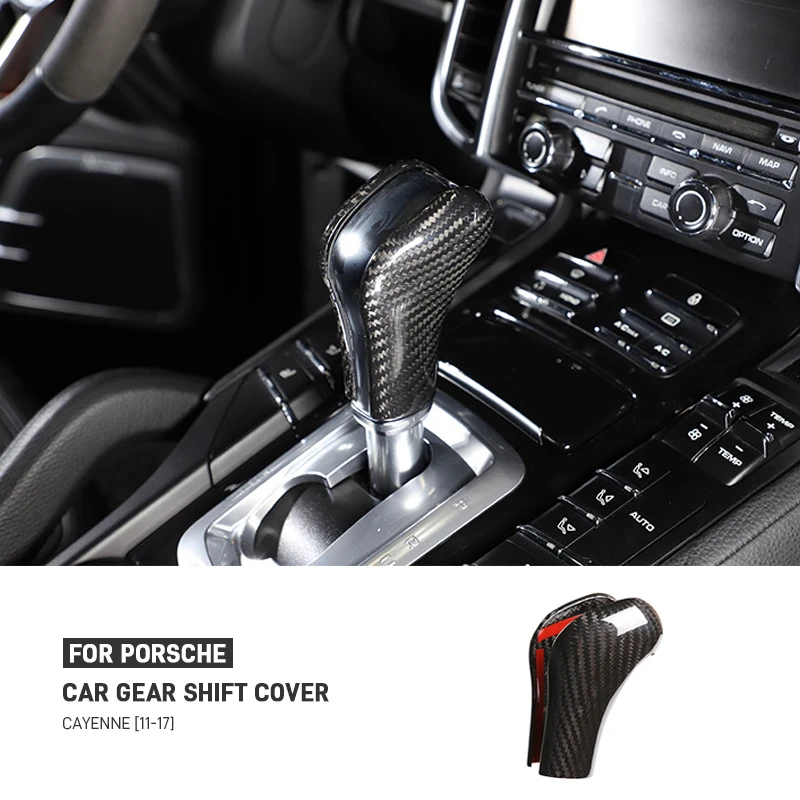 

For Porsche Cayenne 2011-2017 Car Black Red Real Carbon Fiber Gear Shift Head Cover Trim Sticker Interior Decoration Accessories